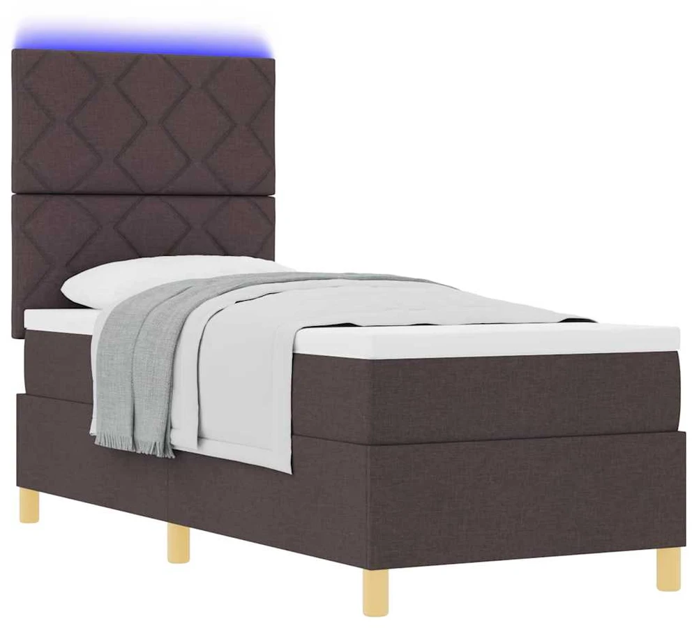 LED Čiužinio Lova Tamsiai rudas 80 x 200 cm audinys