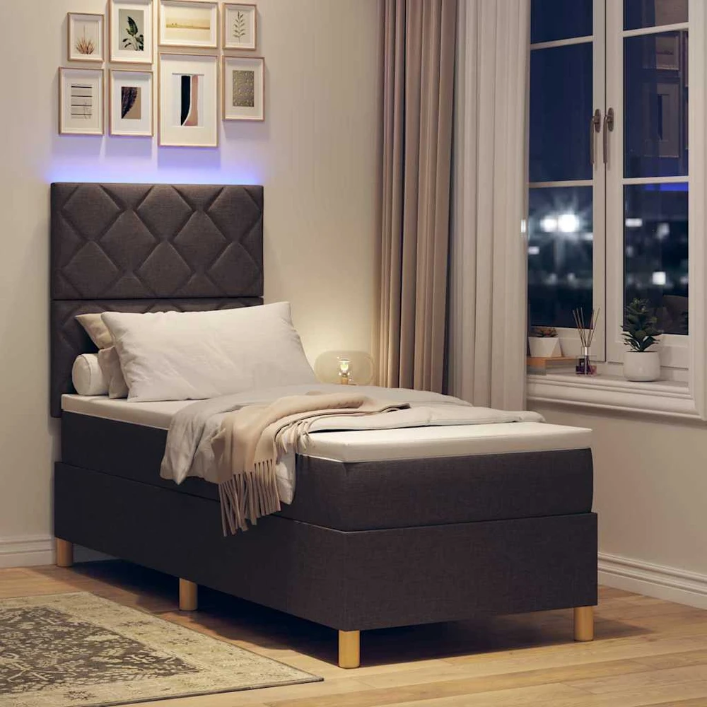 LED Čiužinio Lova Tamsiai rudas 80 x 200 cm audinys