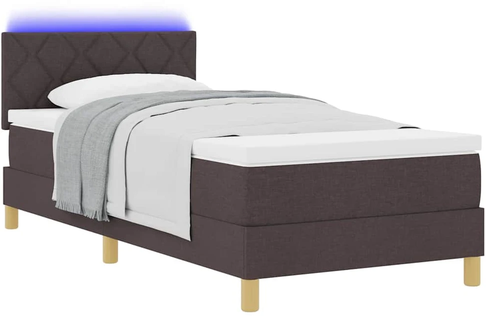 LED Čiužinio Lova Tamsiai rudas 90 x 190 cm audinys