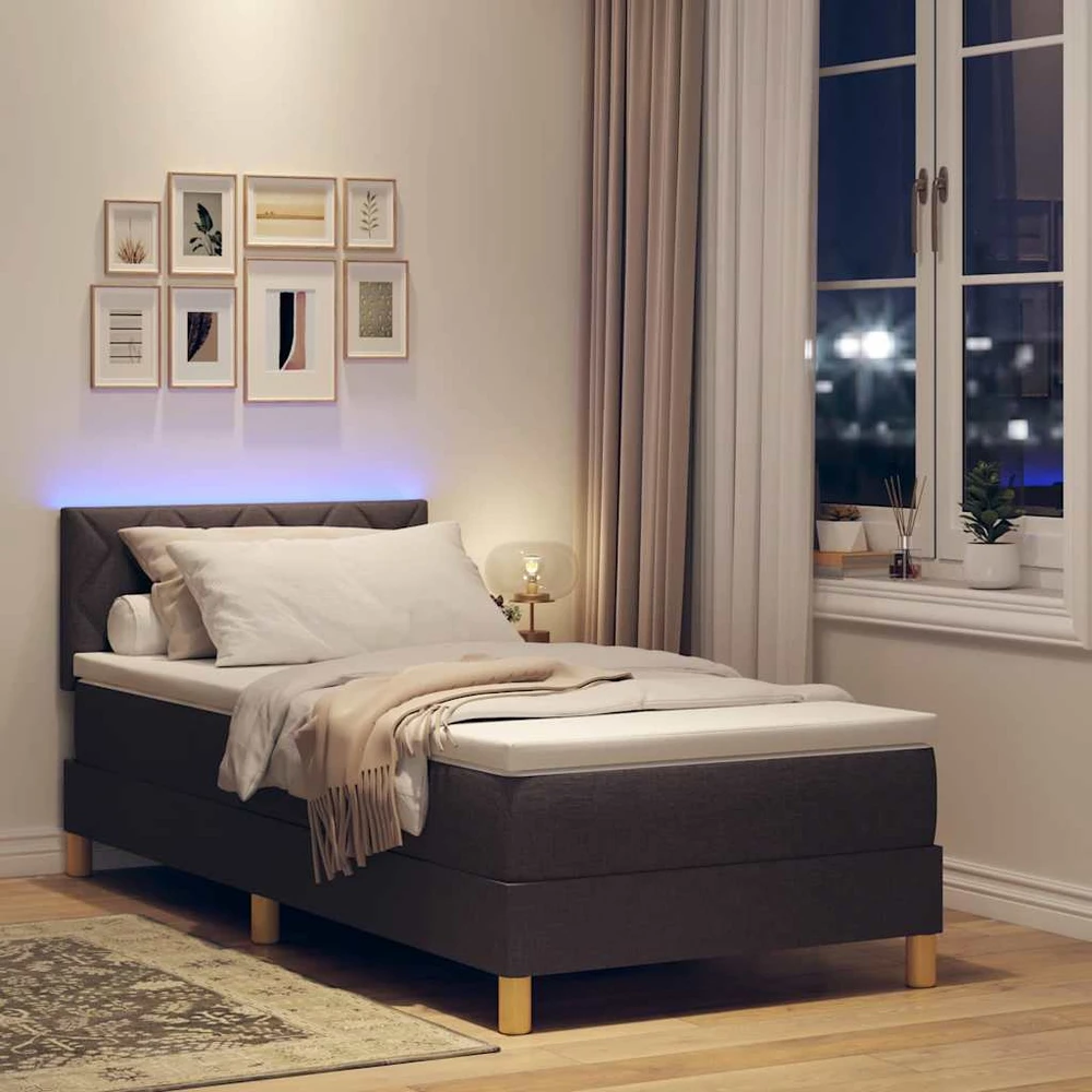 LED Čiužinio Lova Tamsiai rudas 90 x 190 cm audinys
