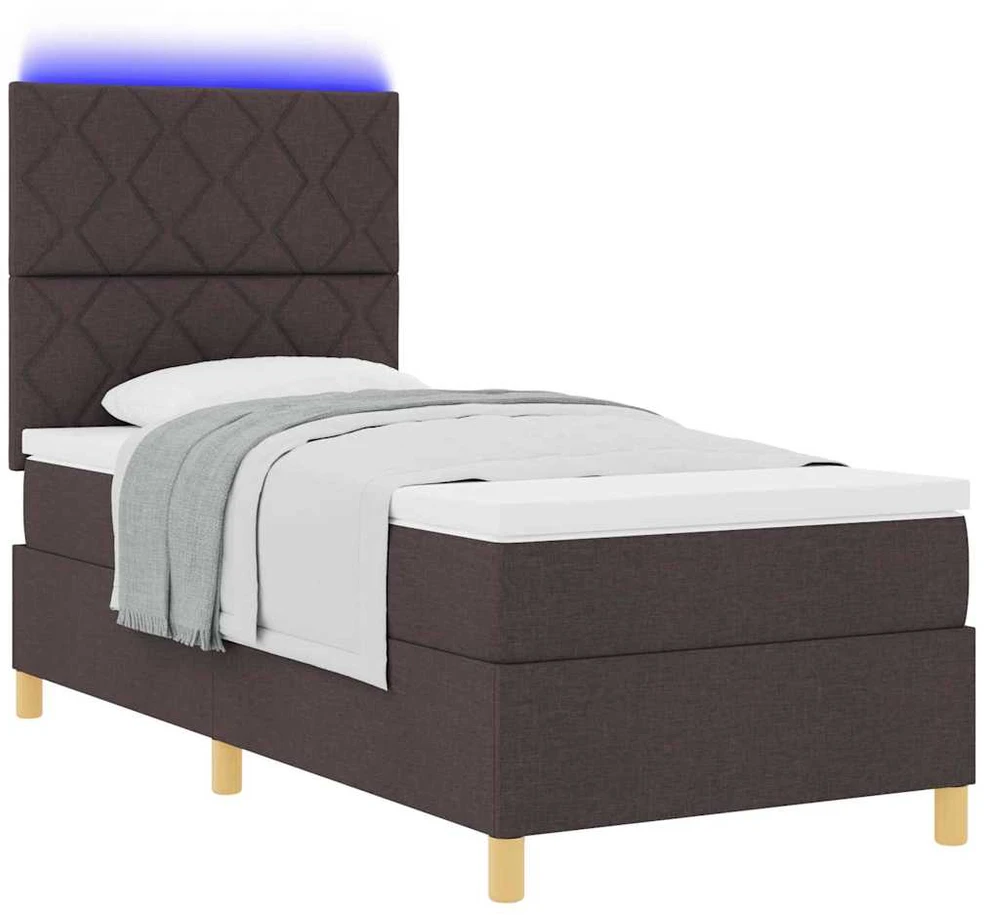 LED Čiužinio Lova Tamsiai rudas 90 x 190 cm audinys