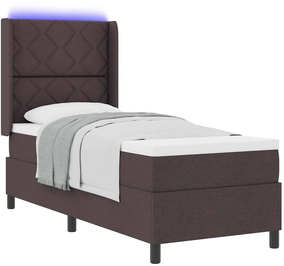 LED Čiužinio Lova Tamsiai rudas 90 x 190 cm audinys