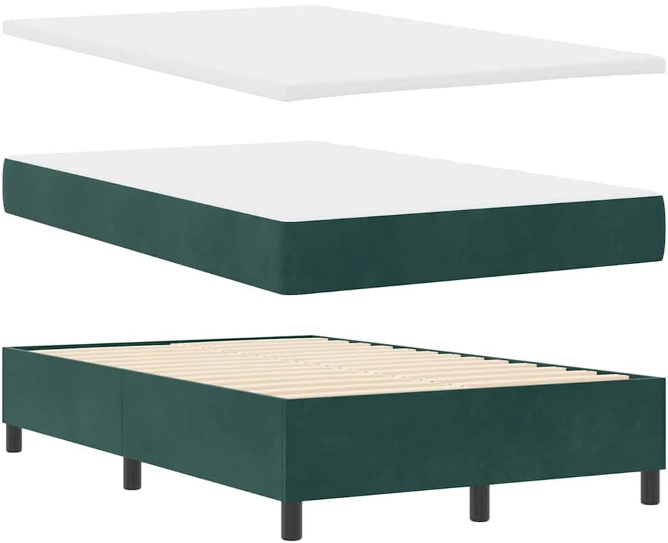 LED Čiužinio Lova Tamsiai žalia 120 x 190 cm Aksomas