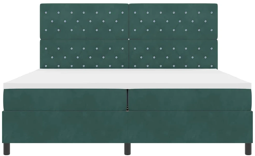 LED Čiužinio Lova Tamsiai žalia 200 x 200 cm Aksomas