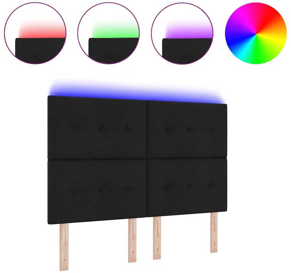 LED galvūgalis su LED juostelėmis Juodas 160 cm audinys