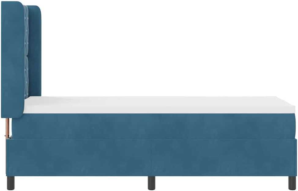 Kiemas lova su čiužiniu su LED Mėlyna 80 x 200 cm Aksomas
