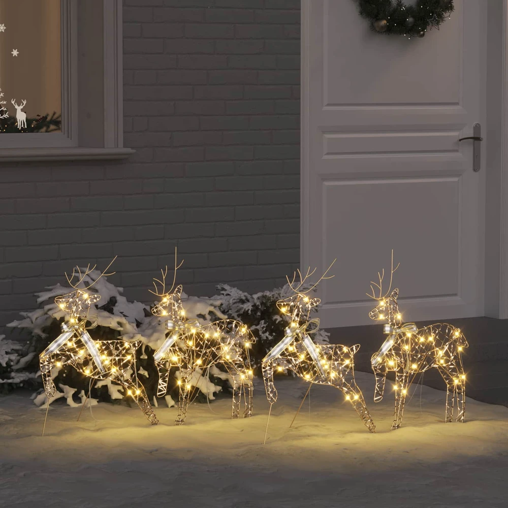 LED elniai 4 vnt. 80 LED Auksinė 44 x 18 x 65,5 cm PET