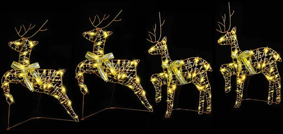 LED elniai 4 vnt. 80 LED Auksinė 44 x 18 x 65,5 cm PET