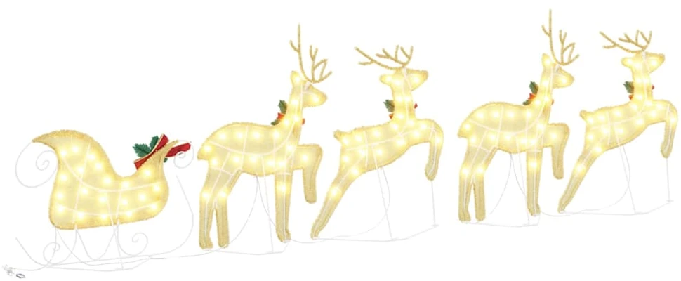 LED elniai 5 vnt. Auksinė 43 x 18 x 66 cm audinys