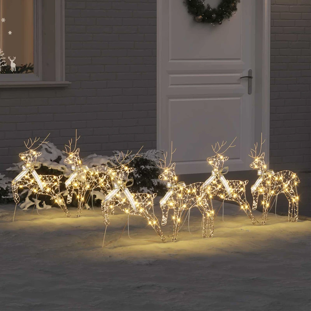 LED elniai 6 vnt. 180 LED Auksinė 44 x 18 x 65,5 cm PET