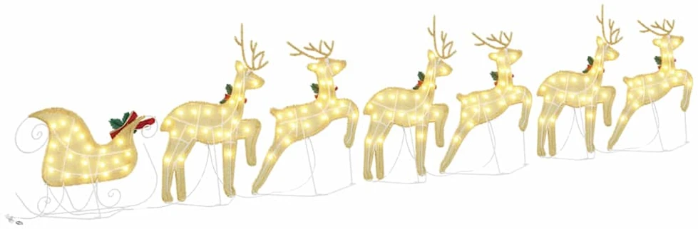 LED elniai 7 vnt. Auksinė 43 x 18 x 66 cm audinys