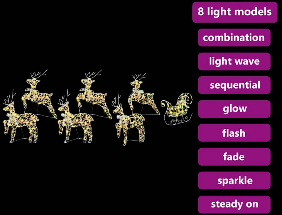 LED elniai 7 vnt. 40 LED Daugiaspalvis 42 x 15 x 64 cm PET
