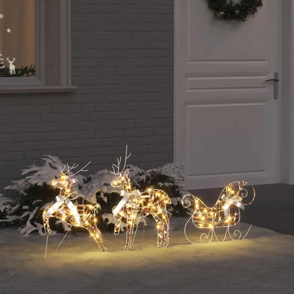 LED elniai 3 vnt. 60 LED Šilta balta 44 x 18 x 65,5 cm PET