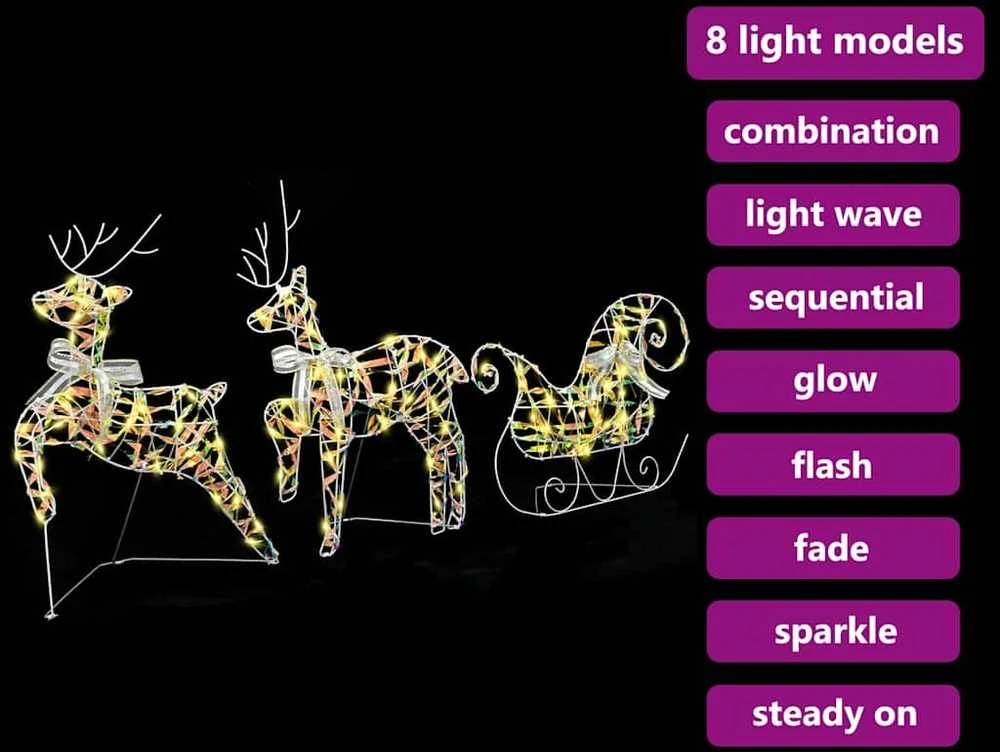 LED elniai 3 vnt. 60 LED Šilta balta 44 x 18 x 65,5 cm PET