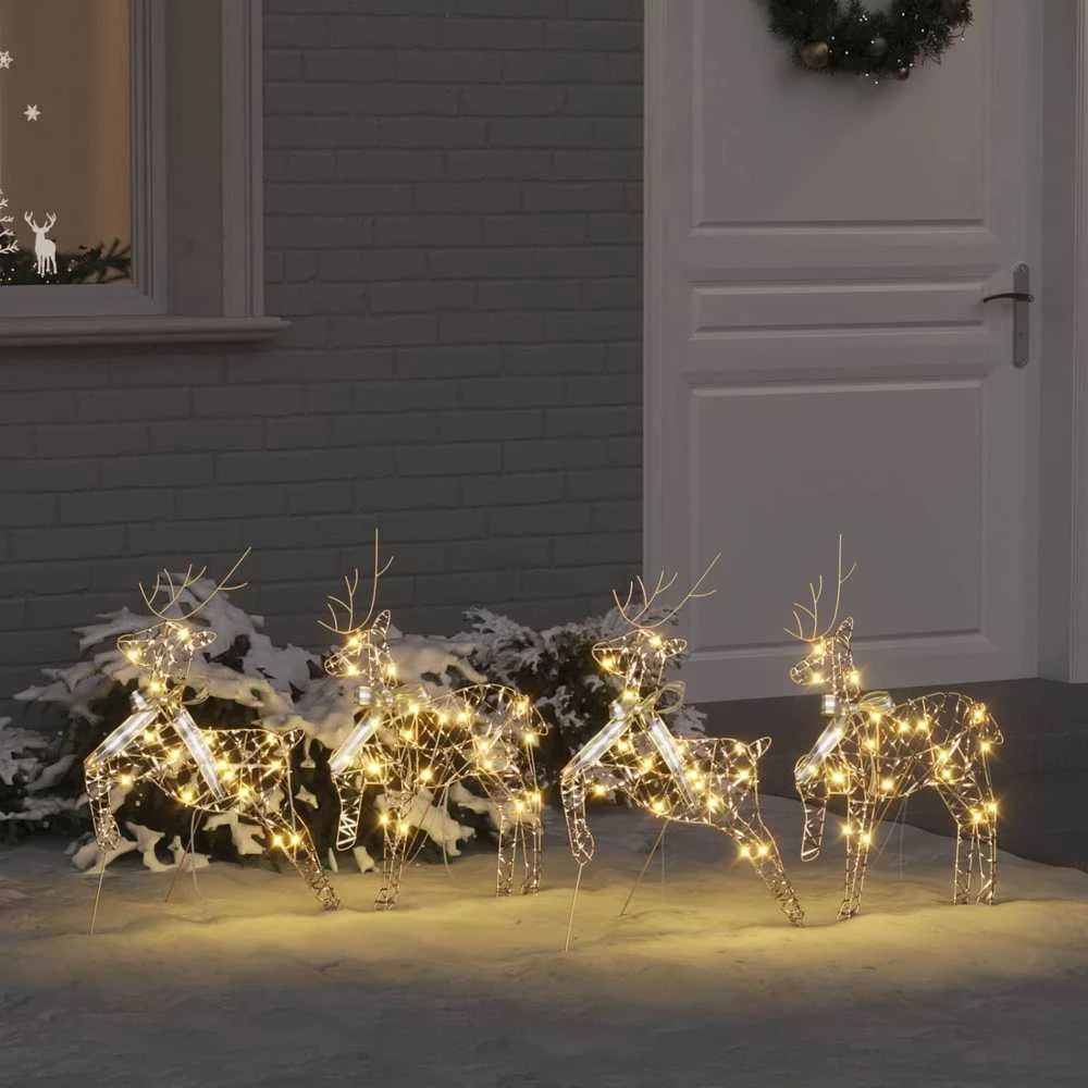 LED elniai 4 vnt. 80 LED Auksinė 44 x 18 x 65,5 cm PET