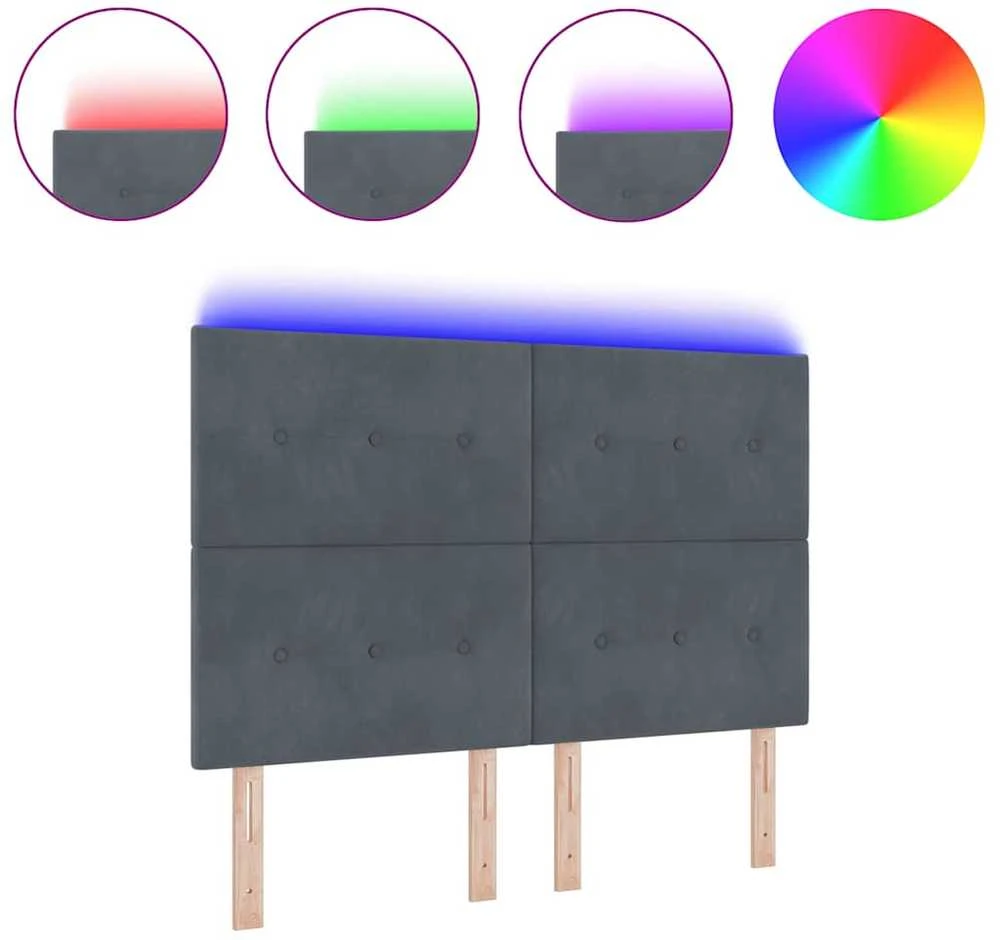 LED galvūgalis su LED juostelėmis Pilka 160 cm Aksomas