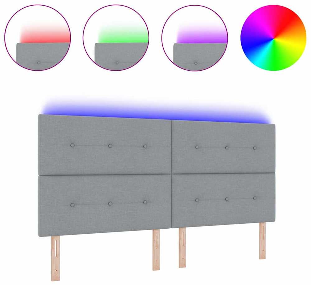 LED galvūgalis su LED juostelėmis Šviesiai pilka 200 cm audinys