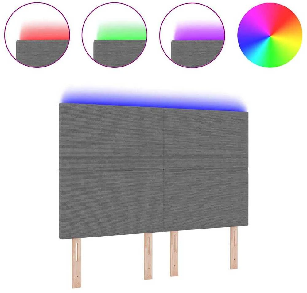 LED galvūgalis Šviesiai pilka 144 cm Kordūrinis audinys