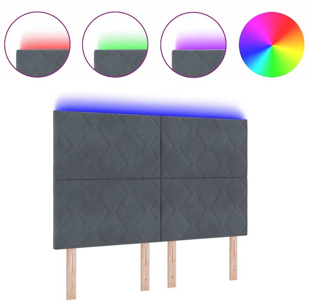 LED galvūgalis Tamsiai pilka 144 cm Aksomas