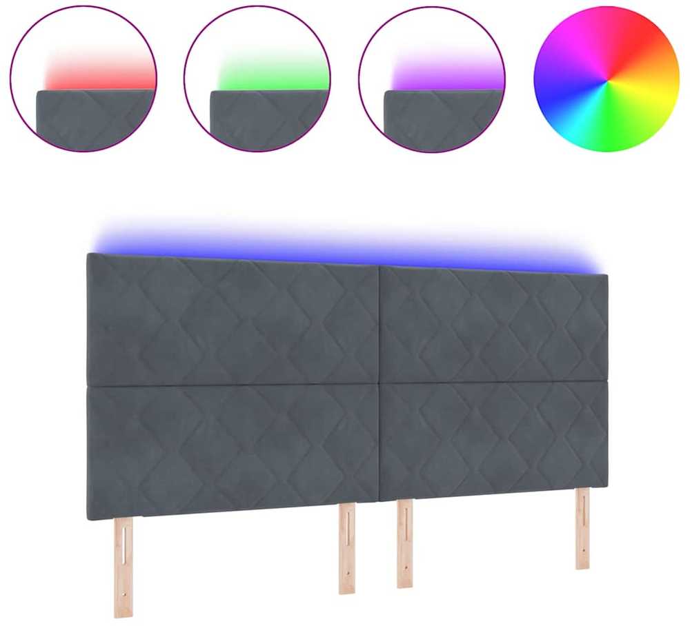 LED galvūgalis Tamsiai pilka 200 cm Aksomas