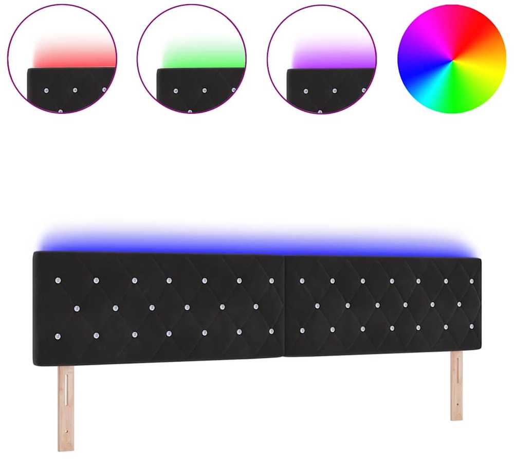 LED galvūgalis su LED juostelėmis Juodas 200 cm Aksomas
