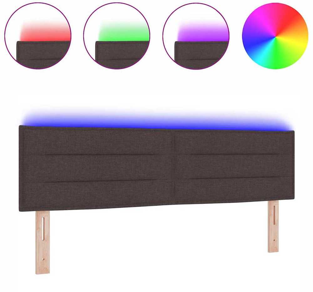 LED galvūgalis su LED juostelėmis Tamsiai rudas 160 cm audinys