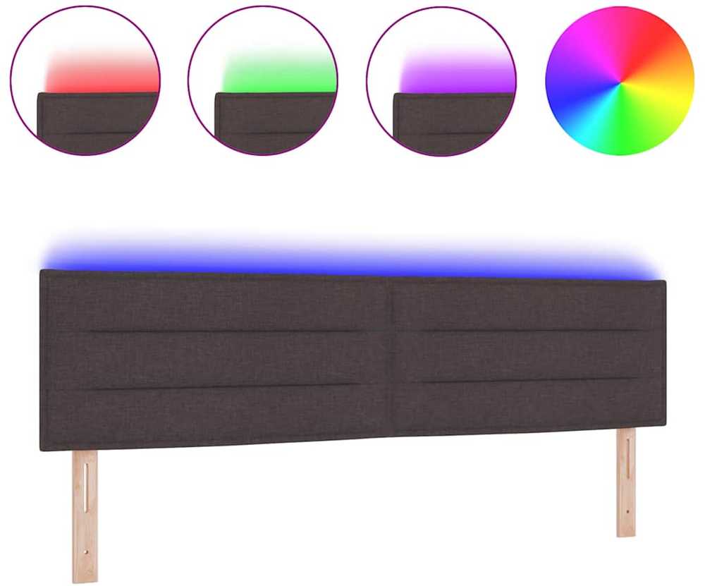 LED galvūgalis su LED juostelėmis Tamsiai rudas 180 cm audinys