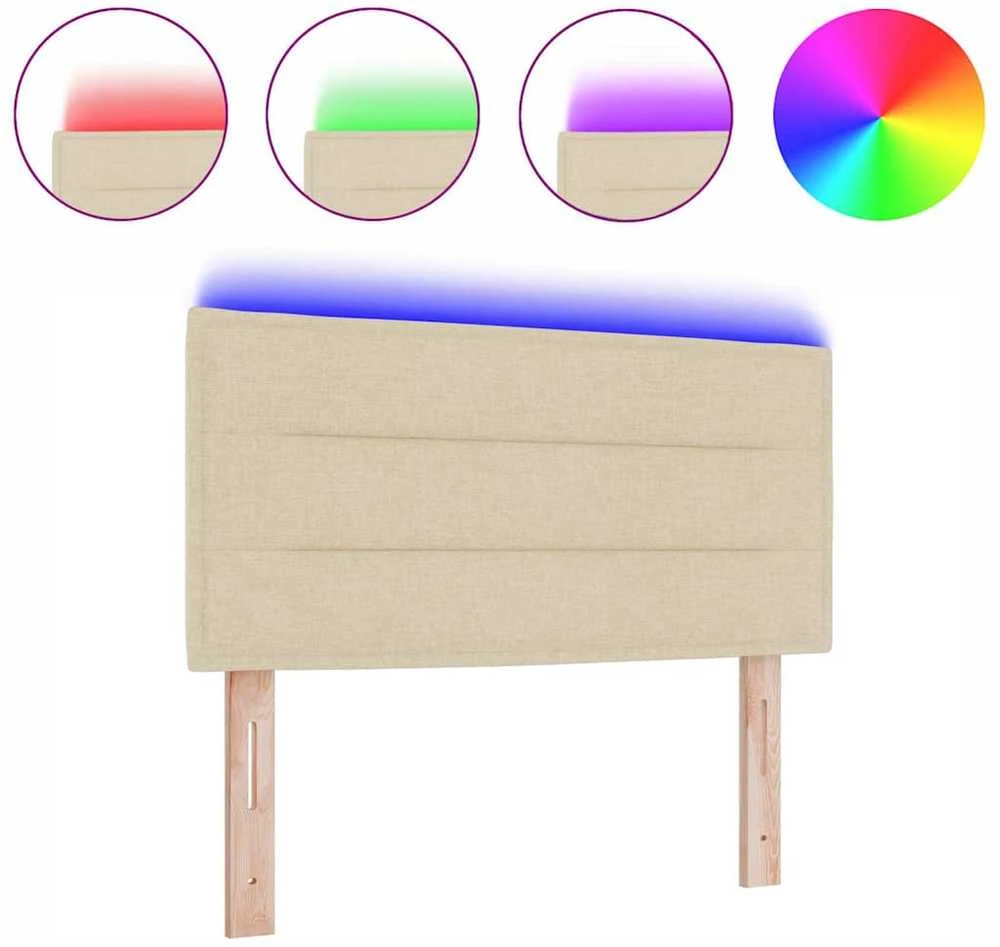 LED galvūgalis su LED juostelėmis Kreminė 100 cm audinys