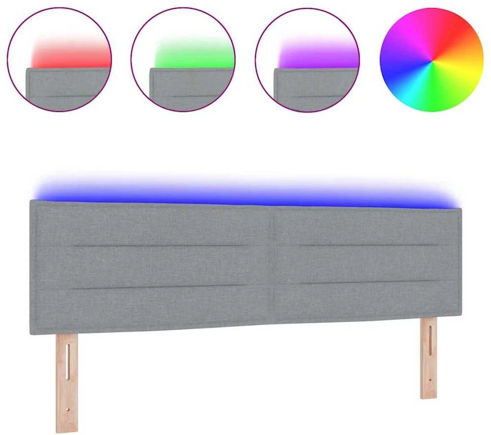 LED galvūgalis su LED juostelėmis Šviesiai pilka 160 cm audinys