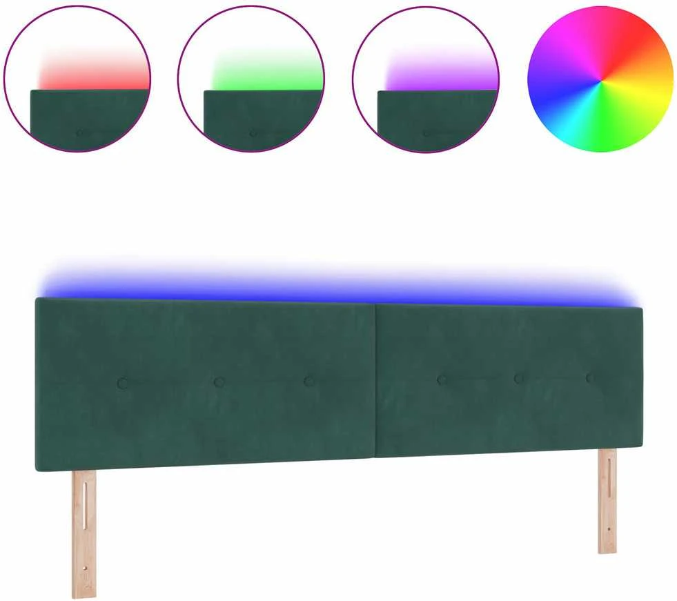 LED galvūgalis su LED juostelėmis Žalia 180 cm Aksomas