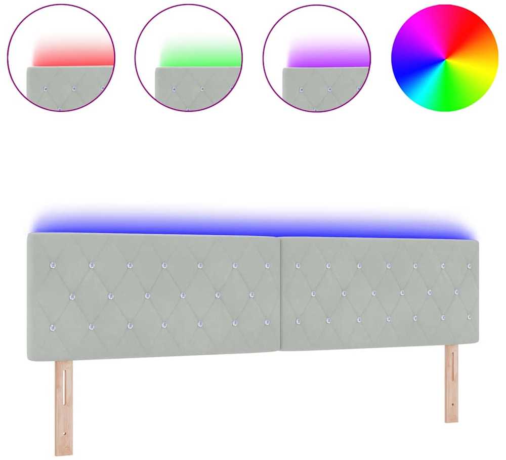 LED galvūgalis su LED juostelėmis Šviesiai pilka 180 cm Aksomas