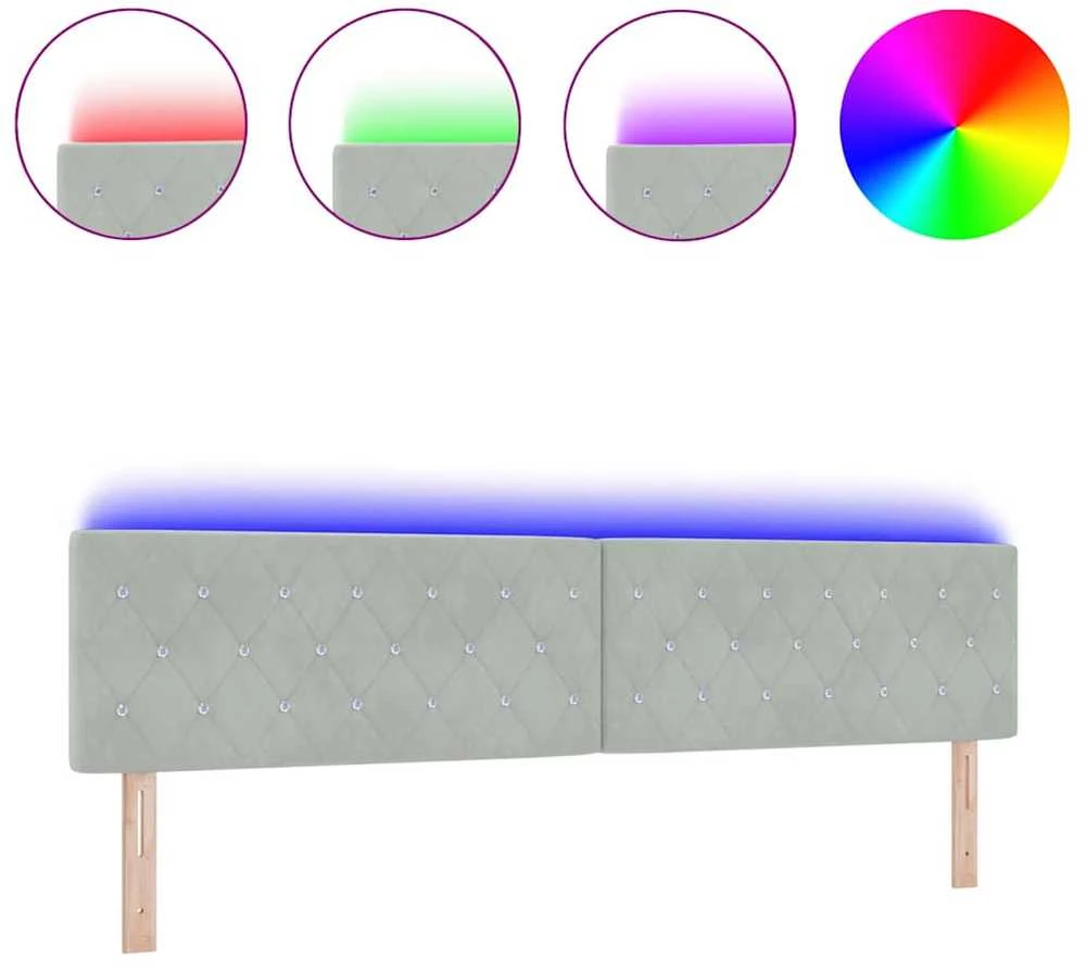 LED galvūgalis su LED juostelėmis Šviesiai pilka 200 cm Aksomas