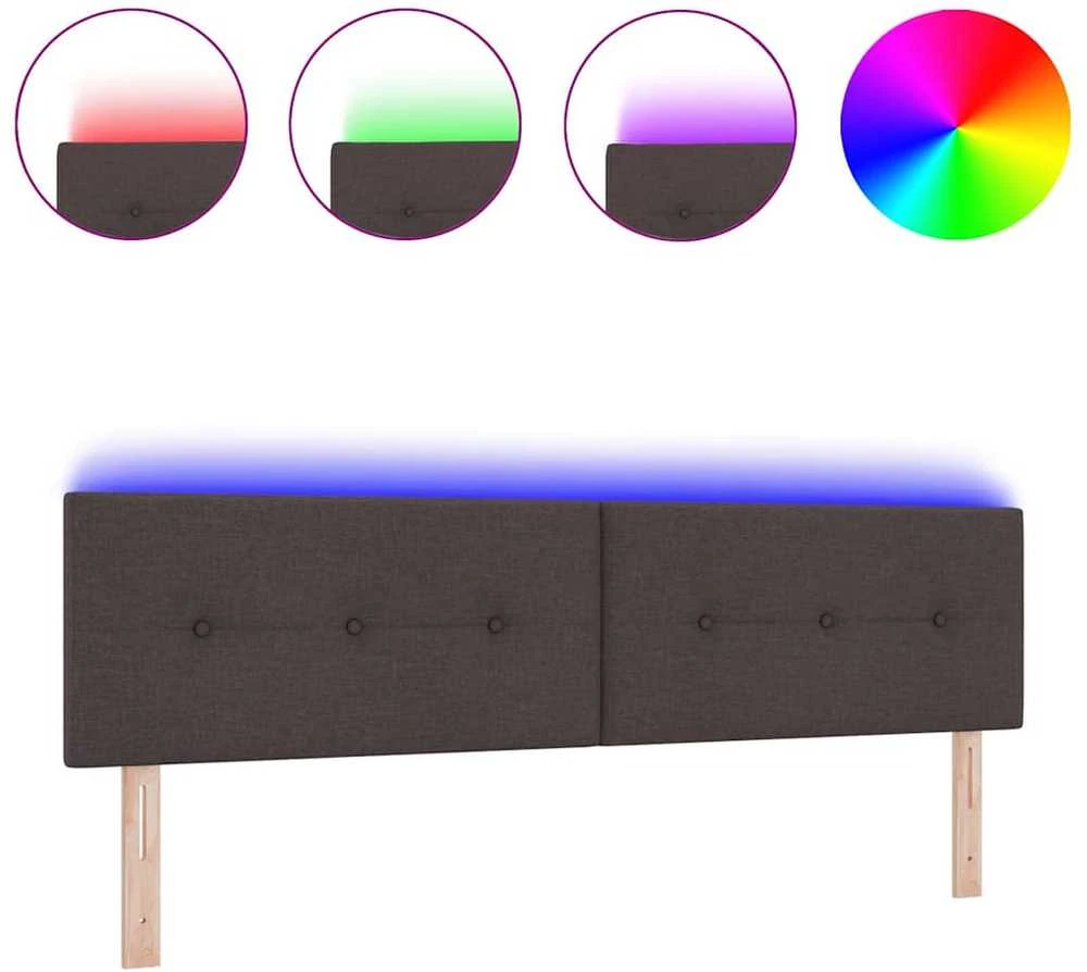LED galvūgalis su LED juostelėmis Tamsiai rudas 180 cm audinys