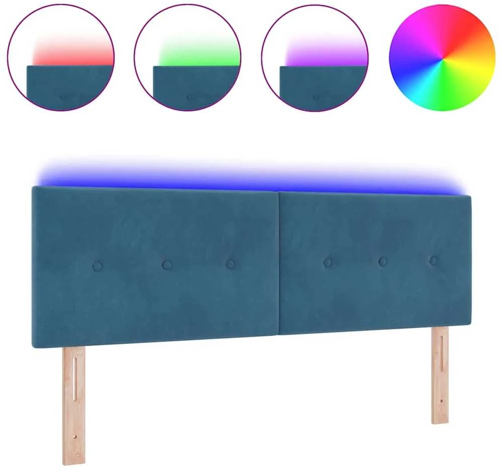 LED galvūgalis su LED juostelėmis Mėlyna 160 cm Aksomas