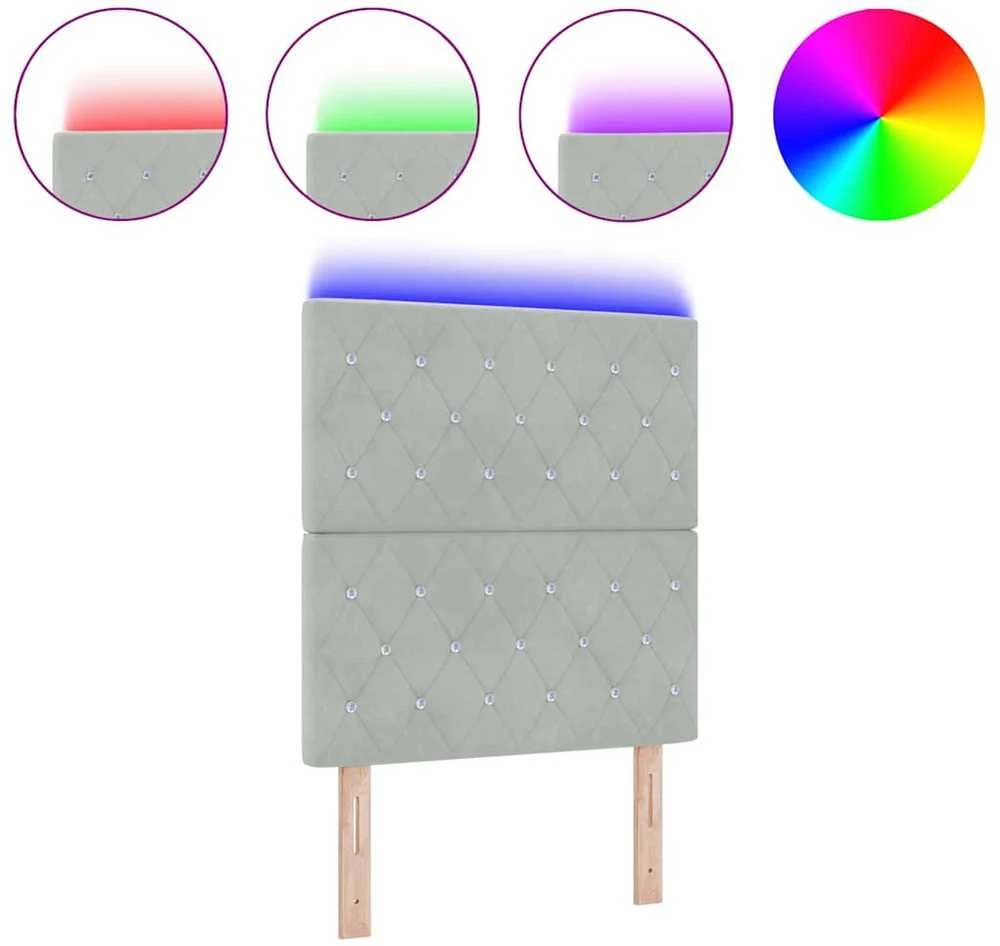 LED galvūgalis su LED juostelėmis Šviesiai pilka 80 cm Aksomas