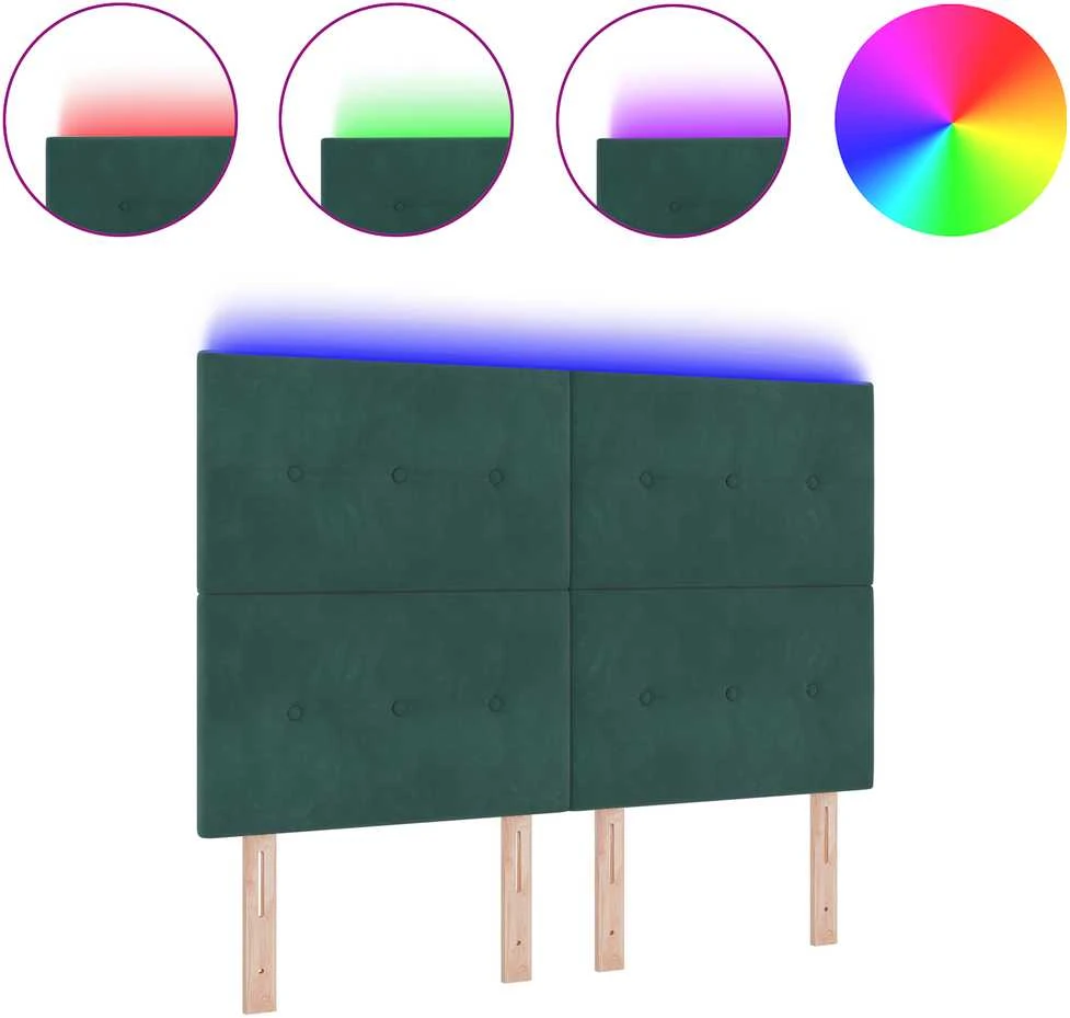 LED galvūgalis su LED juostelėmis Žalia 144 cm Aksomas