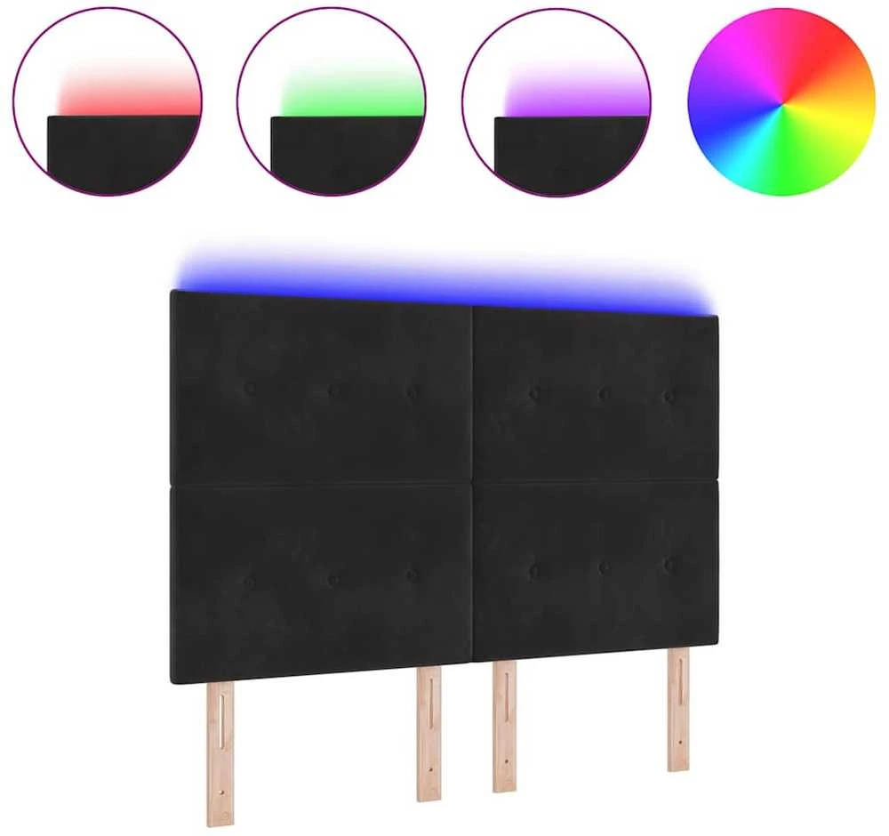 LED galvūgalis su LED juostelėmis Juodas 160 cm Aksomas
