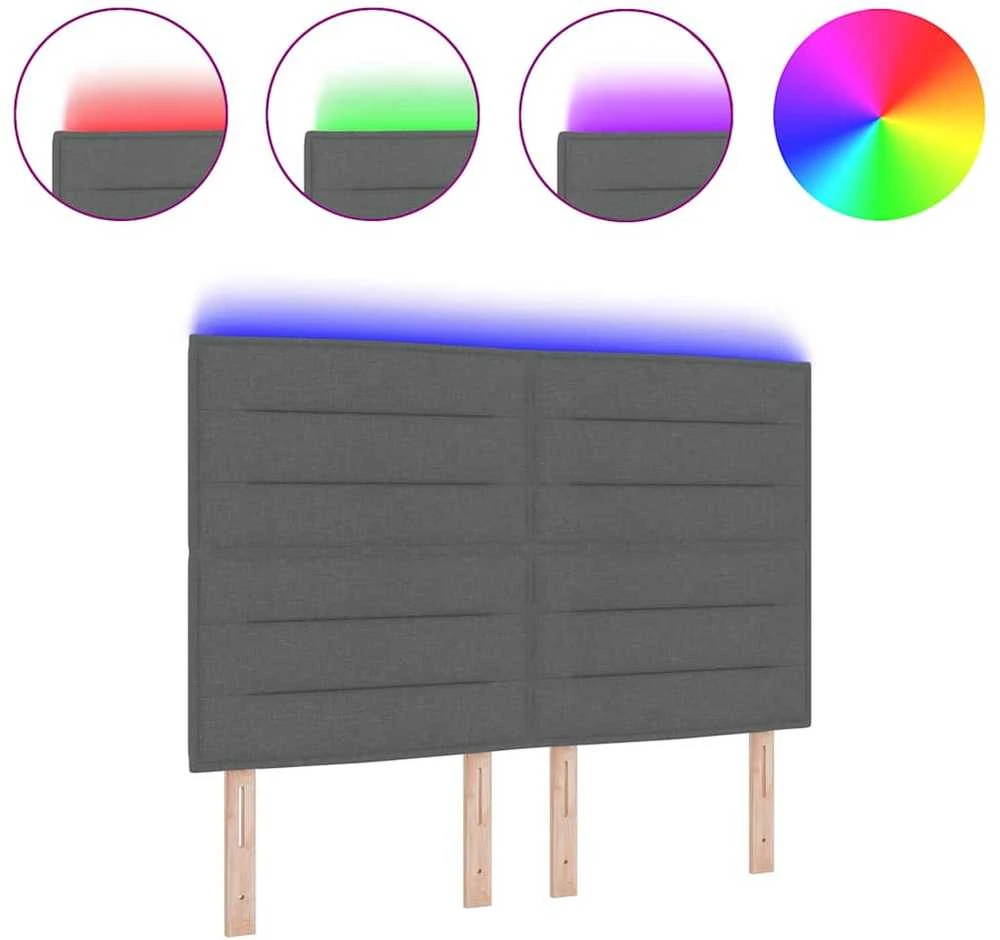 LED galvūgalis su LED juostelėmis Tamsiai pilka 144 cm audinys