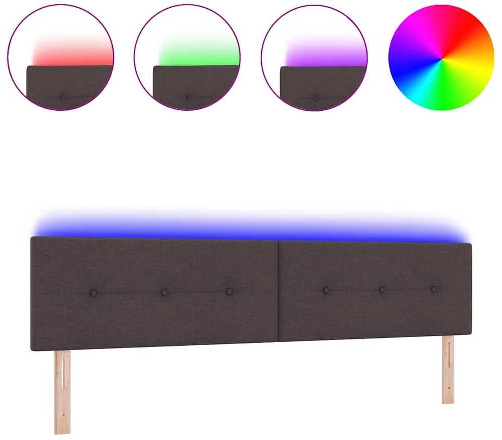 LED galvūgalis su LED juostelėmis Tamsiai rudas 200 cm audinys