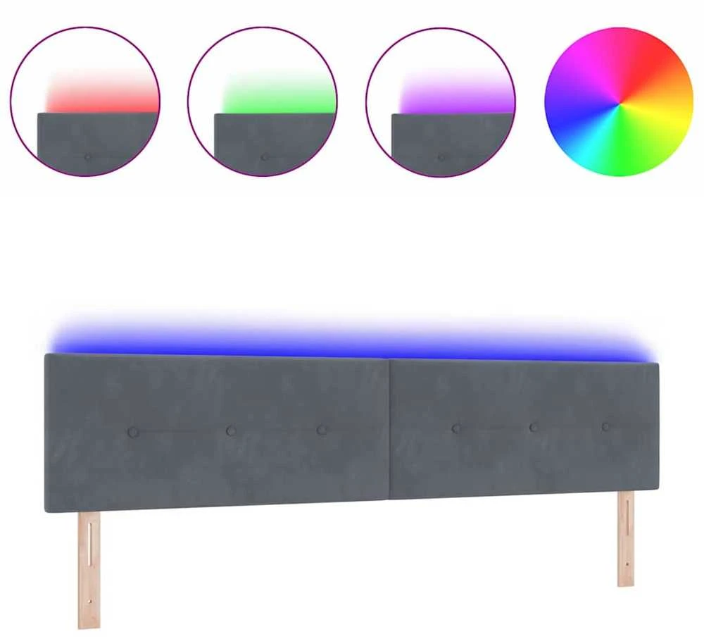 LED galvūgalis su LED juostelėmis Pilka 200 cm Aksomas