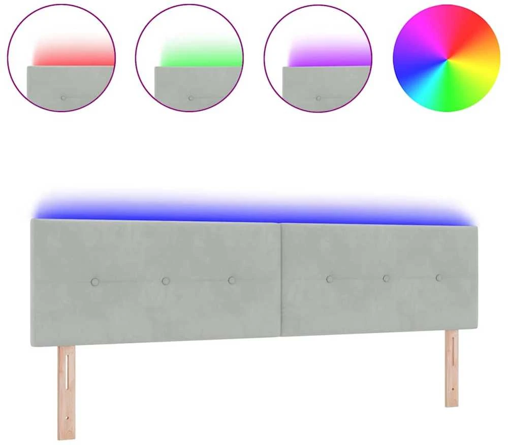 LED galvūgalis su LED juostelėmis Šviesiai pilka 180 cm Aksomas