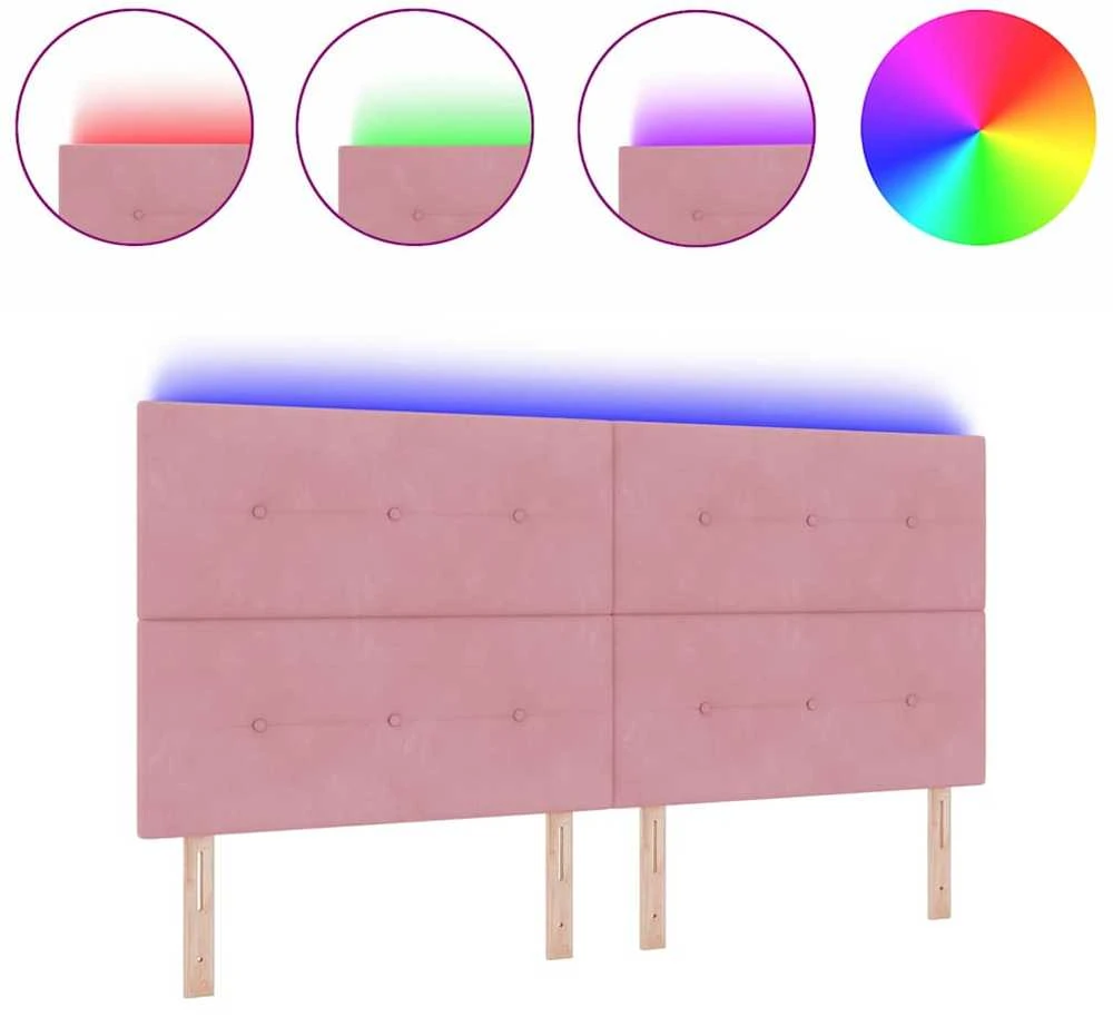 LED galvūgalis su LED juostelėmis Rožinė 200 cm Aksomas
