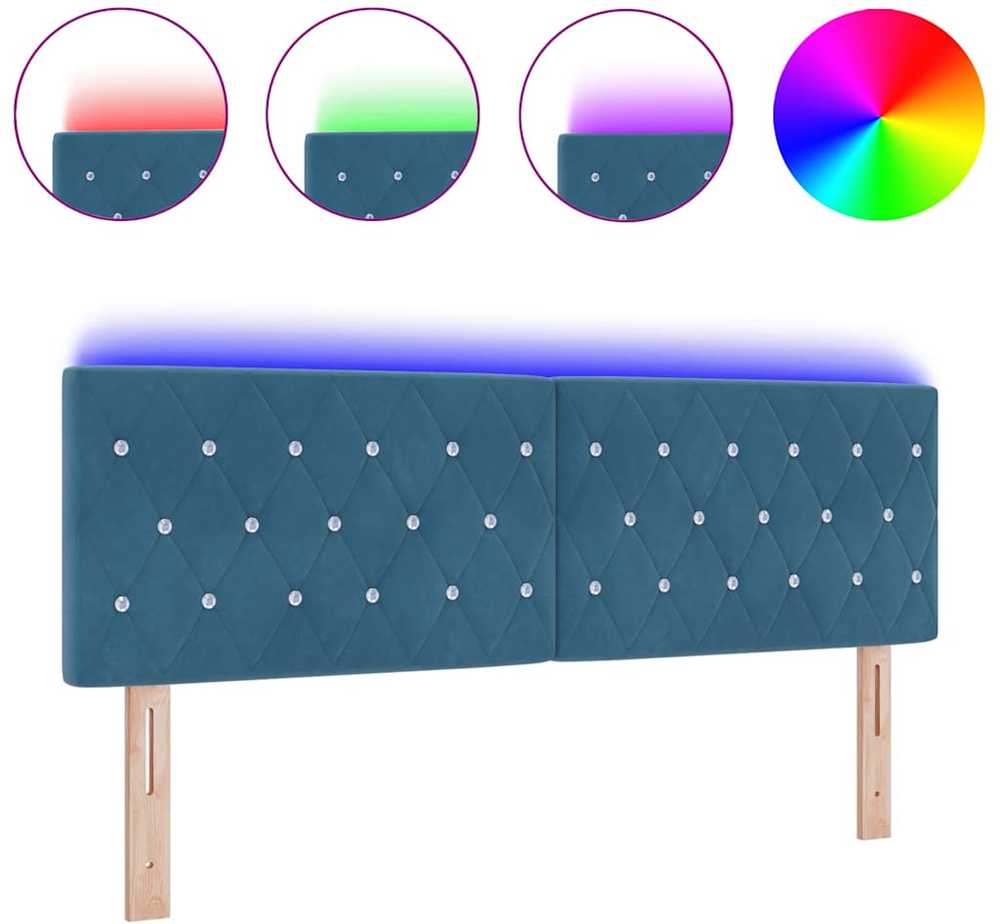 LED galvūgalis su LED juostelėmis Tamsiai mėlyna 160 cm Aksomas
