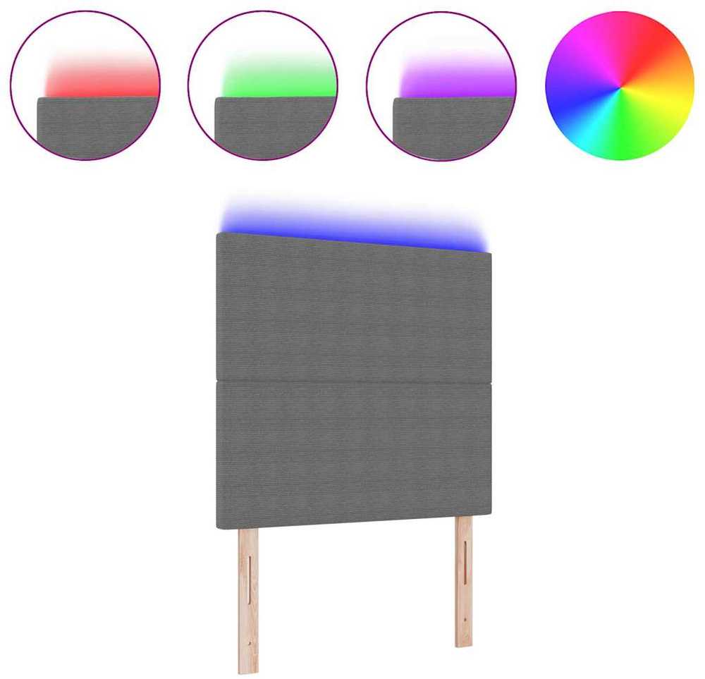 LED galvūgalis Šviesiai pilka 80 cm Kordūrinis audinys