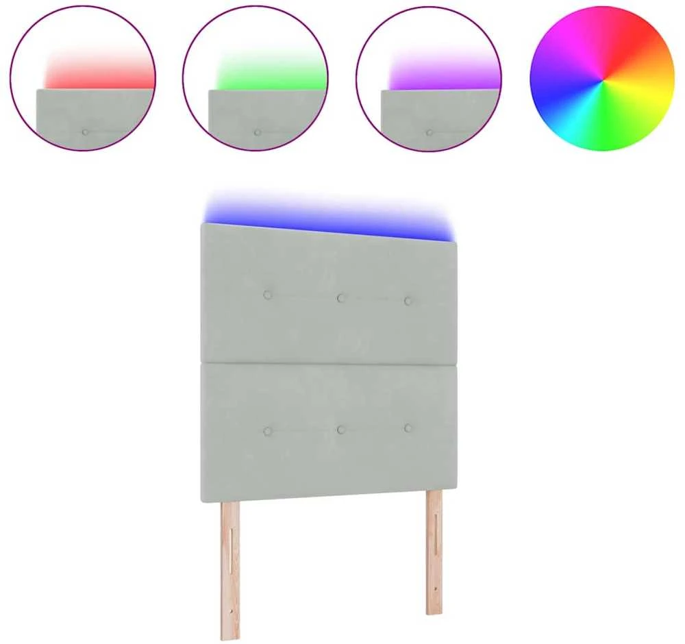 LED galvūgalis su LED juostelėmis Šviesiai pilka 90 cm Aksomas