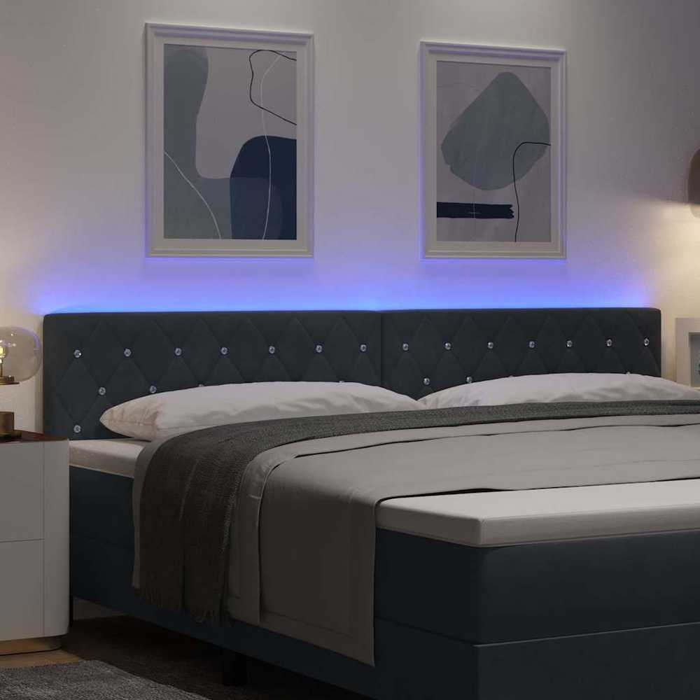 LED galvūgalis su LED juostelėmis Tamsiai pilka 200 cm Aksomas