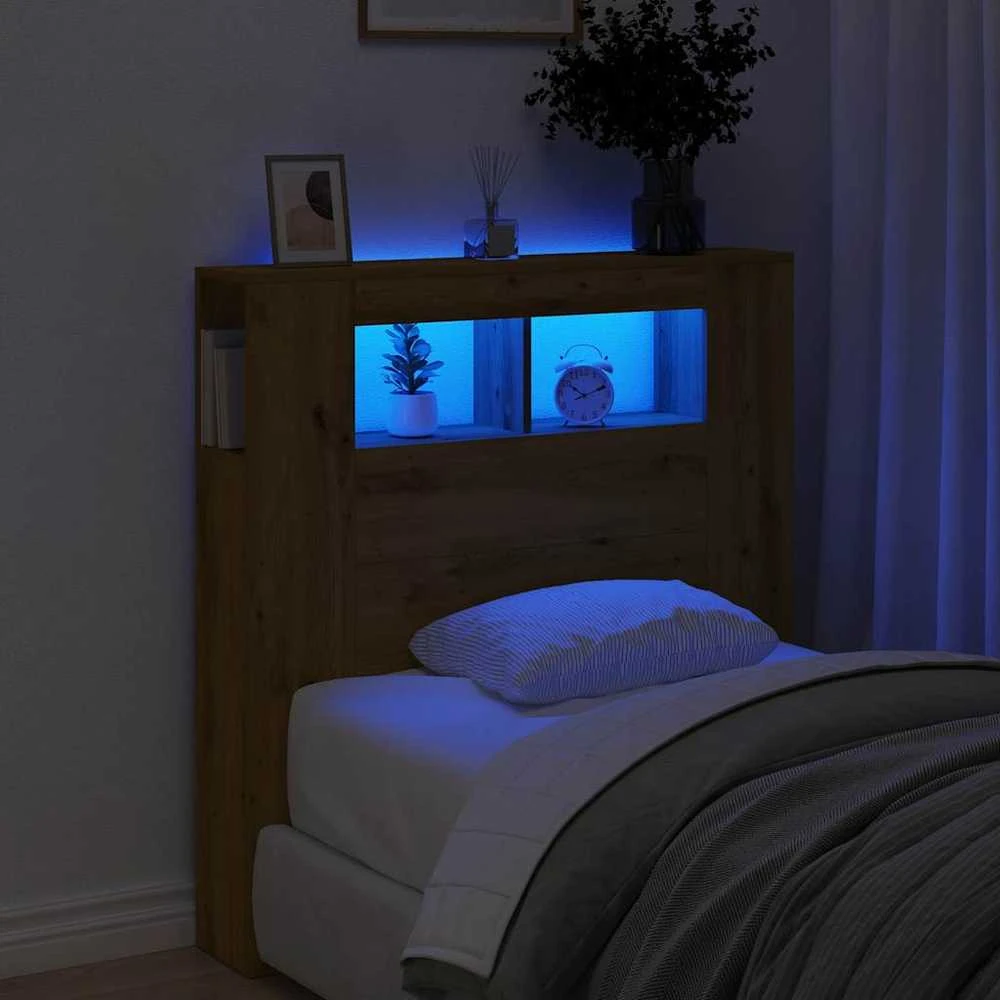 LED galvūgalis, artisano ąžuolo, 100x18,5x103,5cm, mediena