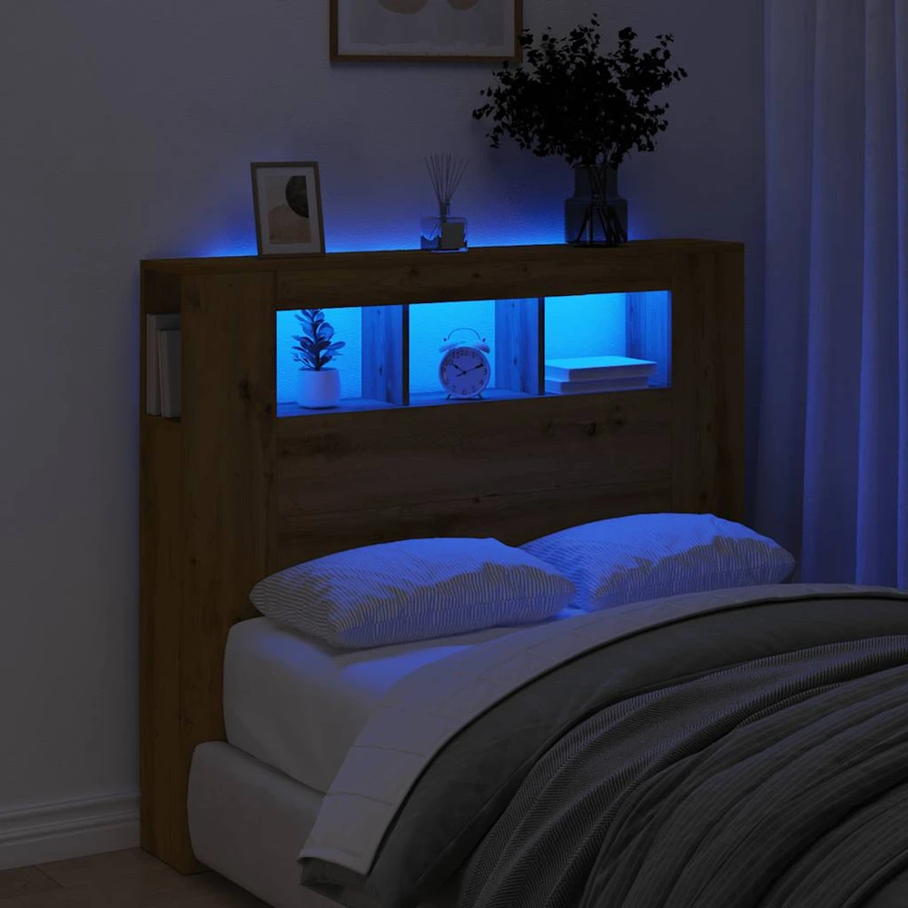 LED galvūgalis, artisano ąžuolo, 120x18,5x103,5cm, mediena