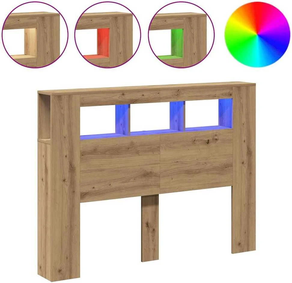 LED galvūgalis, artisano ąžuolo, 140x18,5x103,5cm, mediena