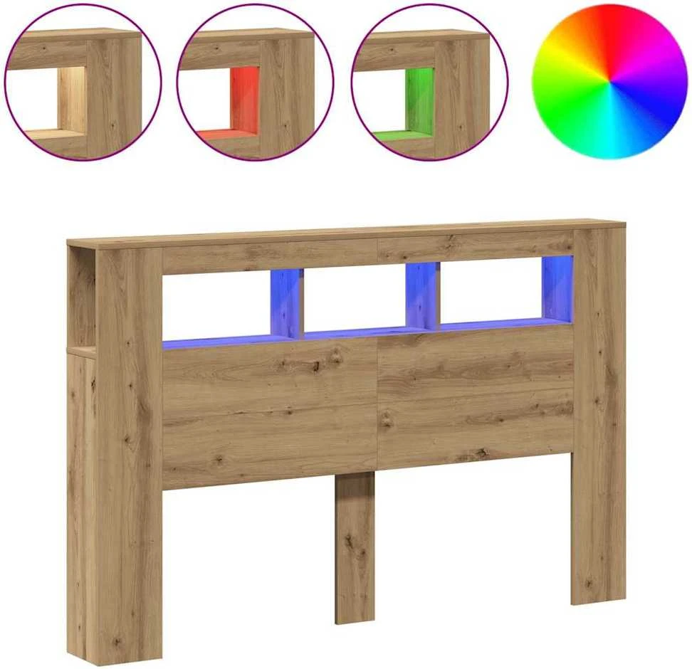 LED galvūgalis, artisano ąžuolo, 160x18,5x103,5cm, mediena